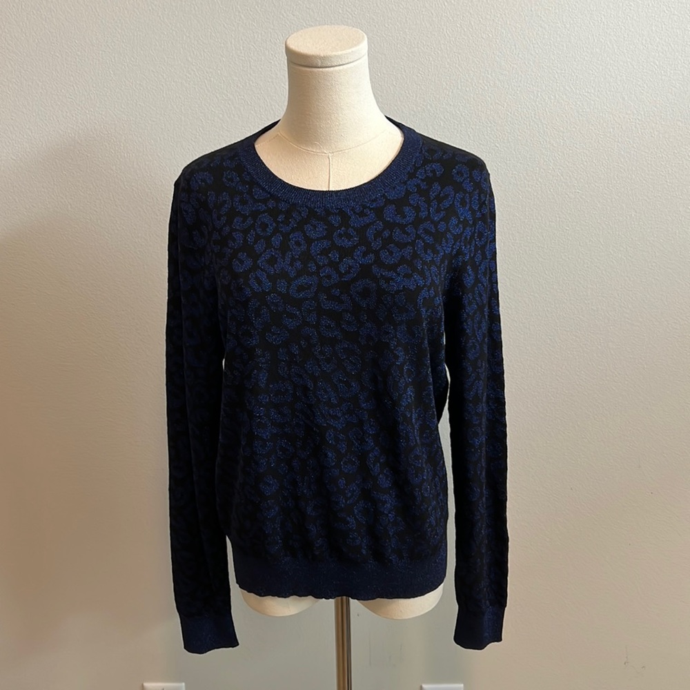 Banana Republic. Leopard Glitter cardigan. Size M. Black and blue.